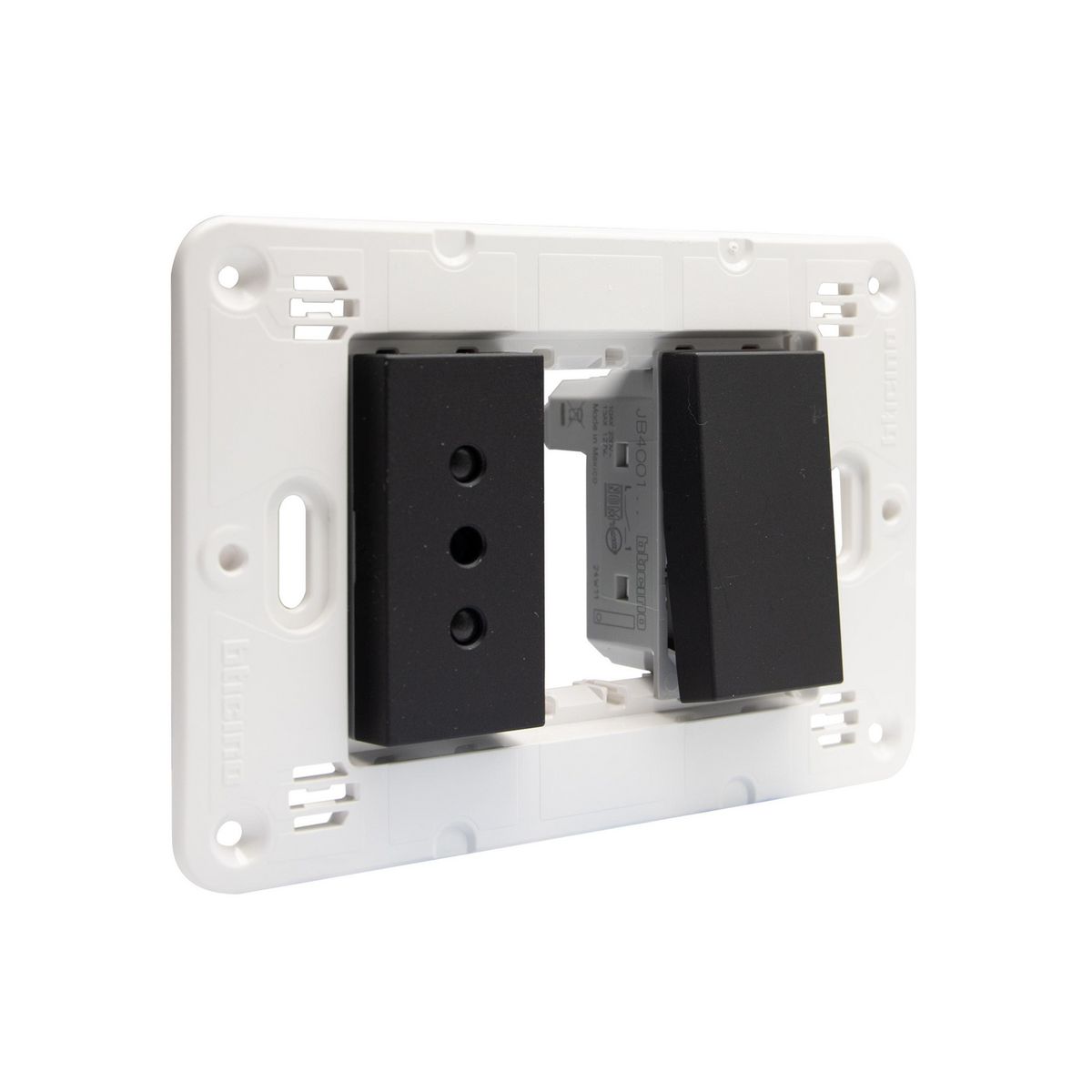 BTICINO - Tomacorriente 10A + 10/16A Black Semi Armado Matixgo