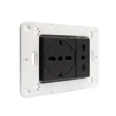 BTICINO - Toma 10/16A + Schuko Flat Black Semi Armado Matixgo