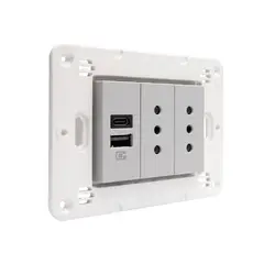 BTICINO - Toma Doble 10A + Usb A+C Gris Semi Armado Matixgo