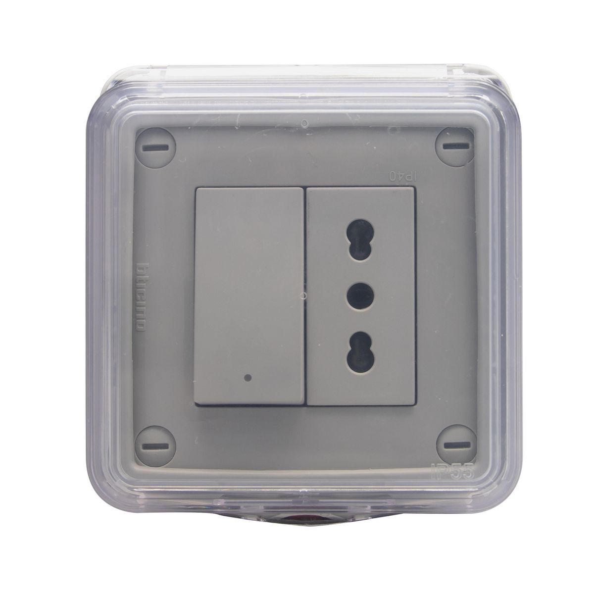 BTICINO - Interruptor 2 Módulos Ip55 Interruptor Simp+Enchufe 10/16 Idroboxgo