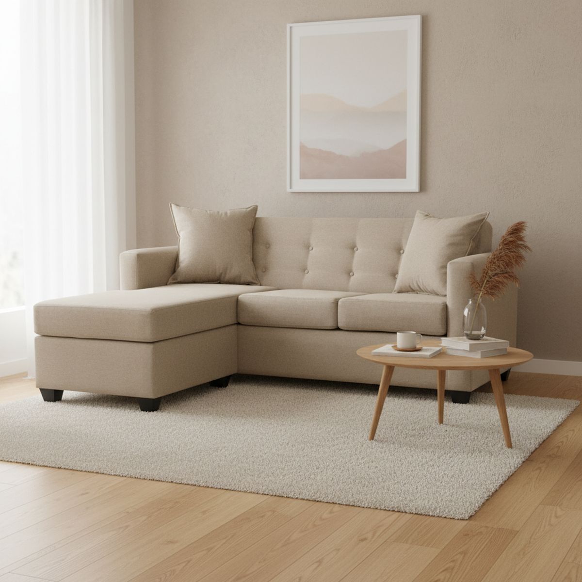 MASEL - Seccional 3 cuerpos Gramado 170x70x83 cm Beige