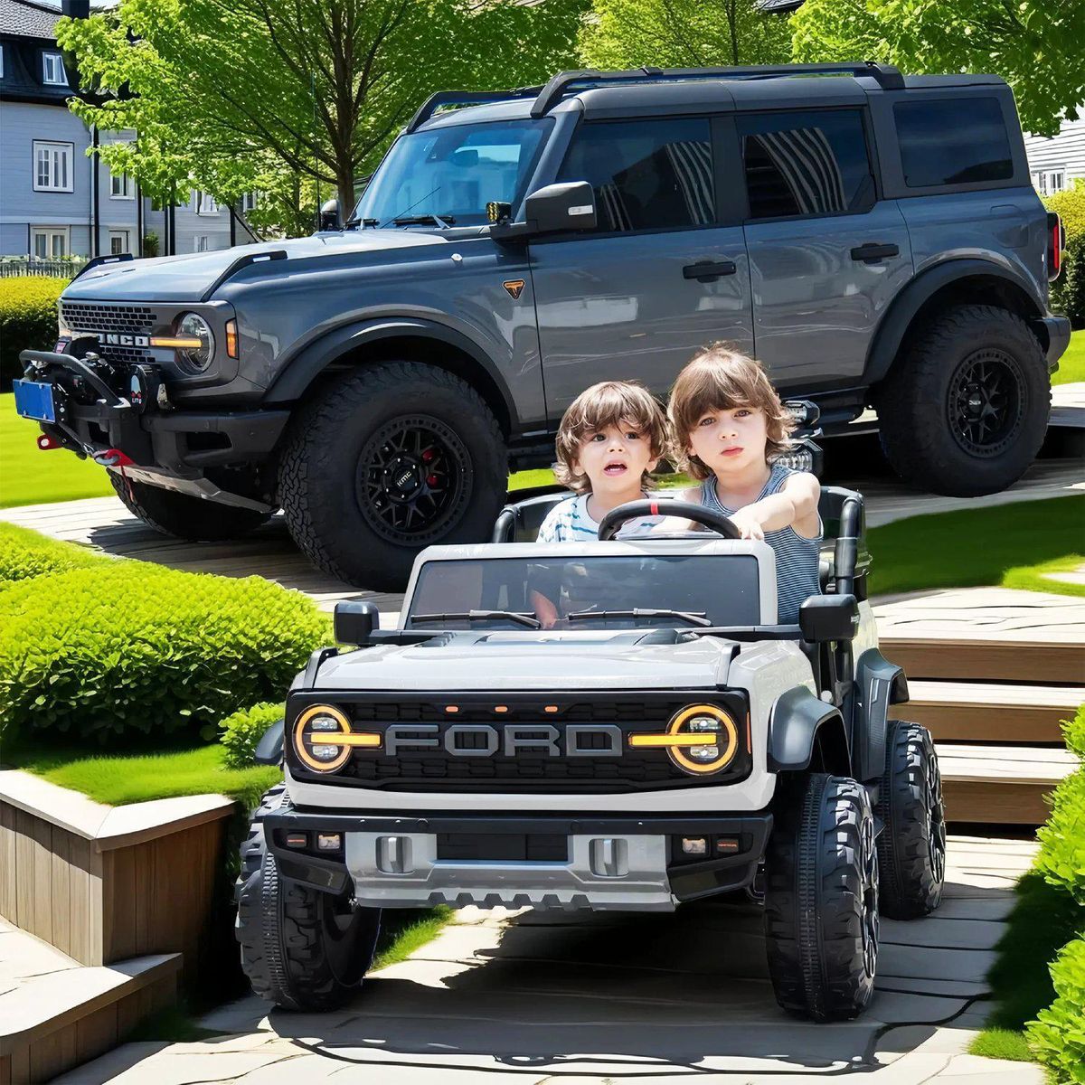 KIDSCOOL - Camioneta blanca Ford Bronco 12V 2Motore