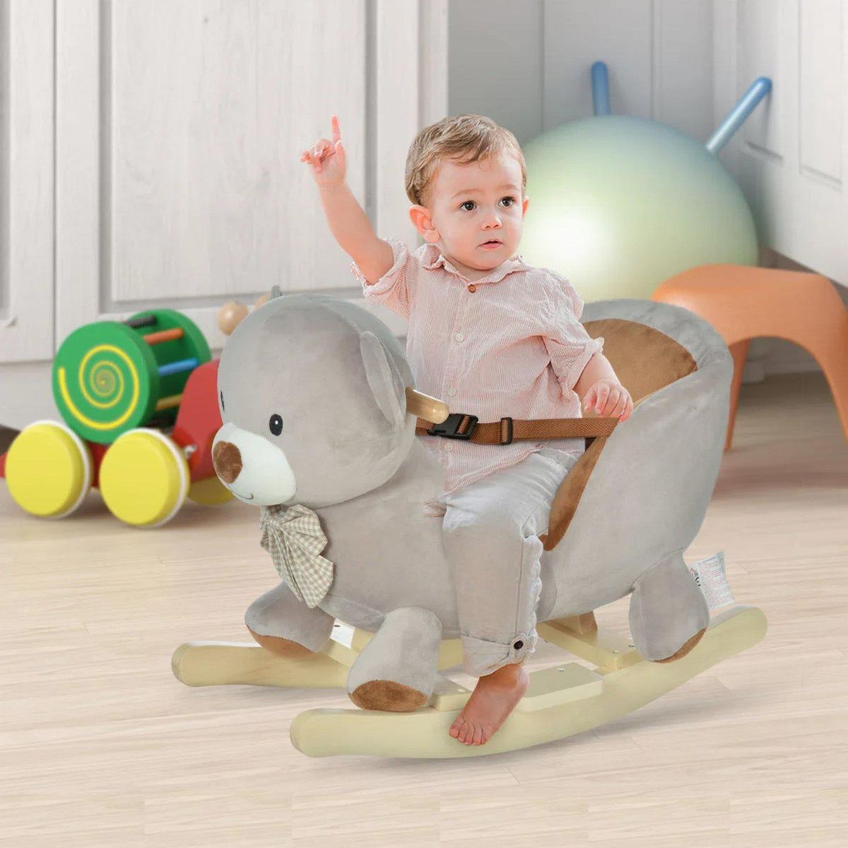 KIDSCOOL - Balancin y mecedor Osito 30x59x68 cm Café claro