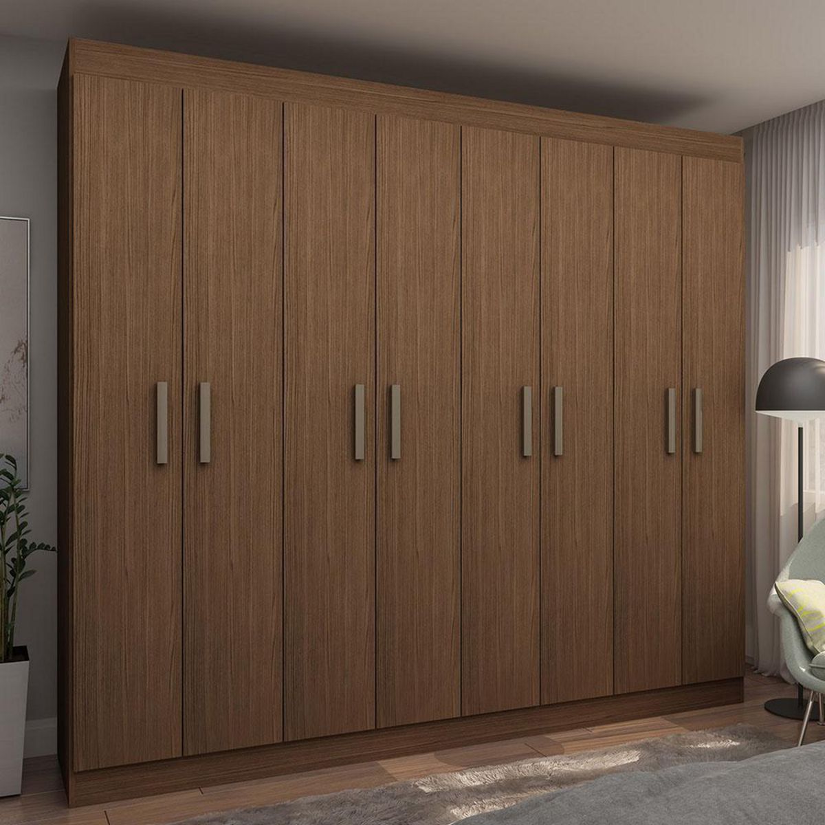 Clóset 8 Puerta(s) 3 Repisa(s) 180x200x40 cm Café, marca VEKKAHOME - Foto 2