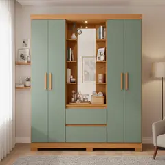 VEKKAHOME - Clóset 4 Puerta(s) 2 Cajón(es) 10 Repisa(s) 163x200x47 cm