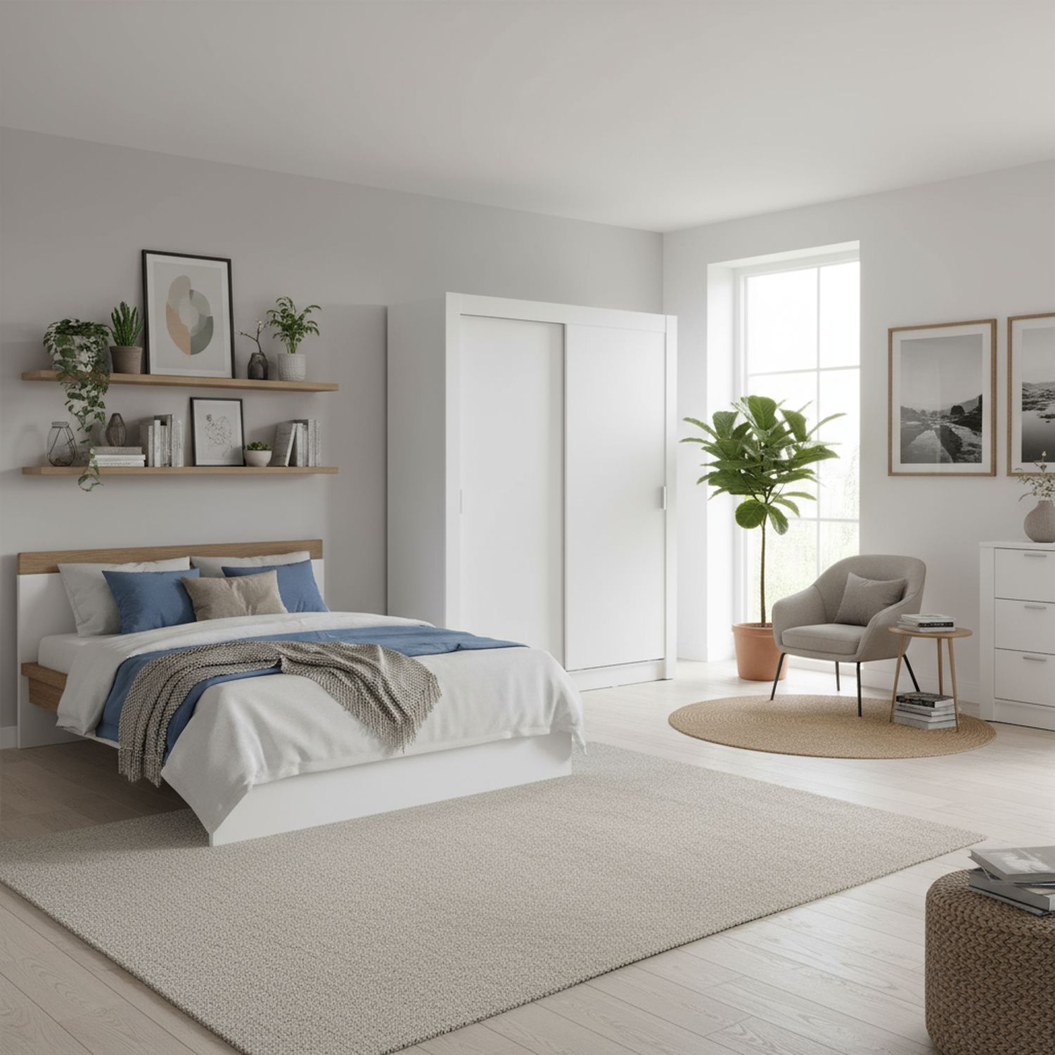 VEKKAHOME Clóset 2 Puerta(s) 2 Repisa(s) 205x117x51 cm Blanco