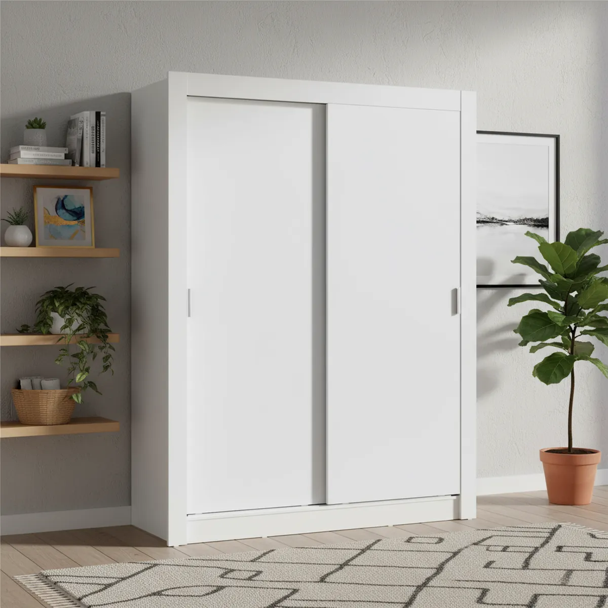 VEKKAHOME - Clóset 2 Puerta(s) 2 Repisa(s) 205x117x51 cm Blanco