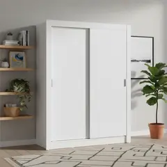 VEKKAHOME - Clóset 2 Puerta(s) 2 Repisa(s) 205x117x51 cm Blanco