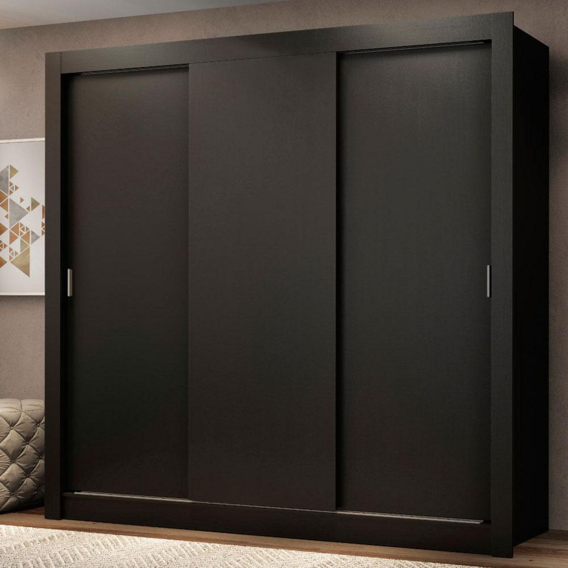 VEKKAHOME Clóset 3 Puerta(s) 3 Repisa(s) 205x170x51 cm Negro