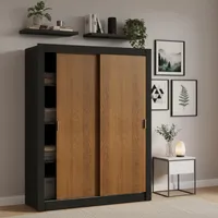 Clóset 2 Puerta(s) 2 Repisa(s) 205x117x51 cm Café/negro