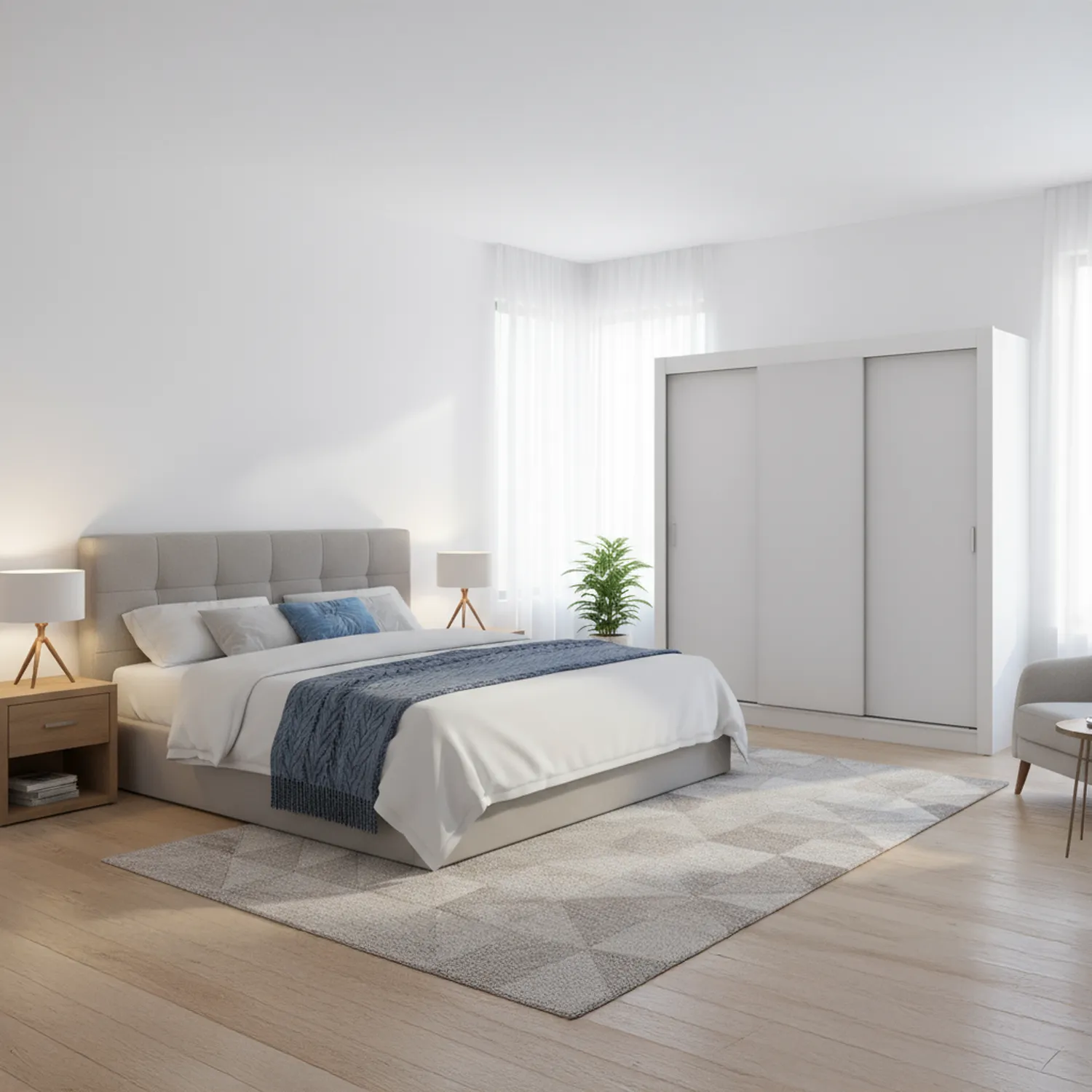 VEKKAHOME Clóset 3 Puerta(s) 5 Repisa(s) 205x170x51 cm Blanco
