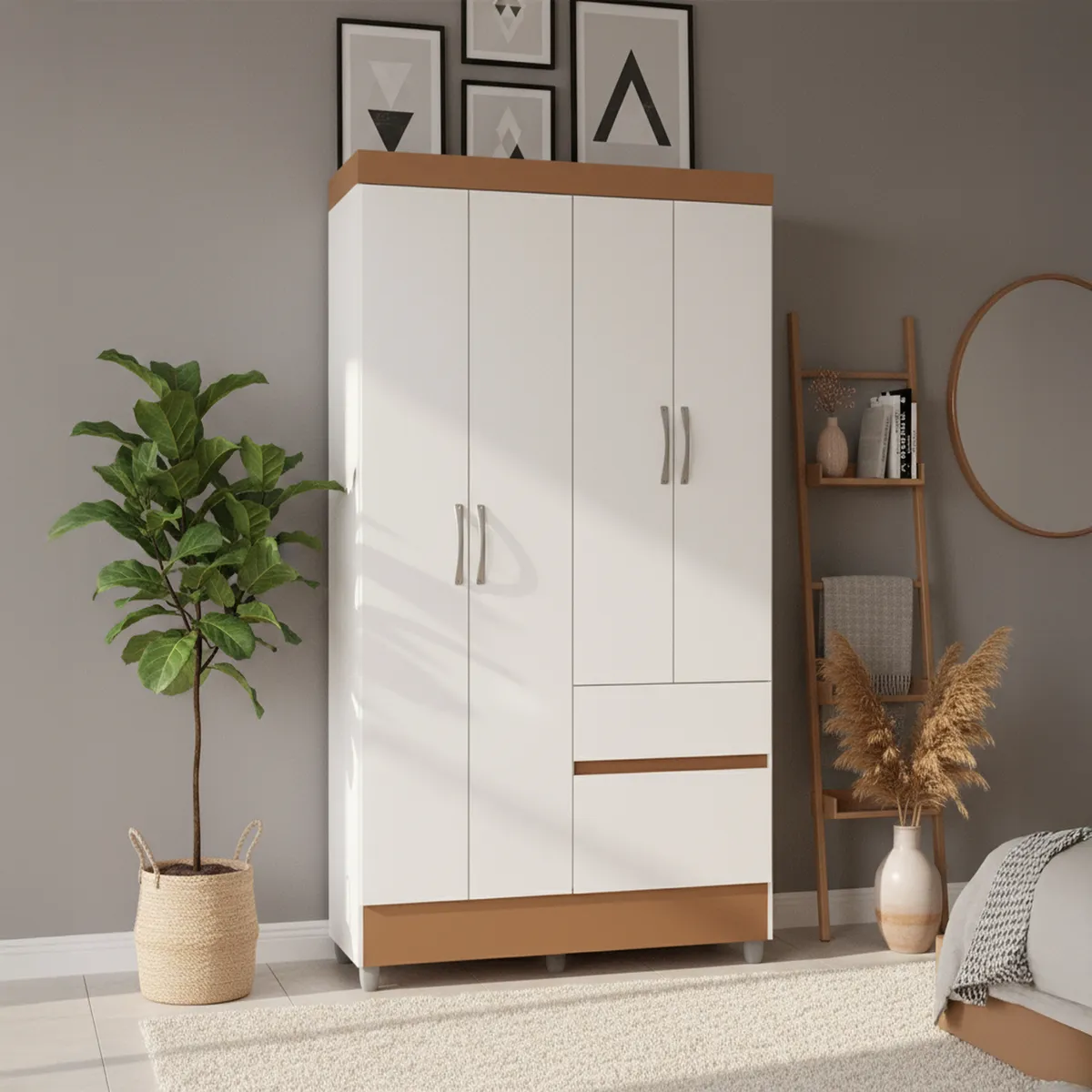 VEKKAHOME - Clóset 4 Puerta(s) 2 Cajón(es) 3 Repisa(s) 181x40x102.6 cm 