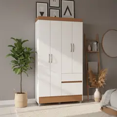 VEKKAHOME - Clóset 4 Puerta(s) 2 Cajón(es) 3 Repisa(s) 181x40x102.6 cm Blanco