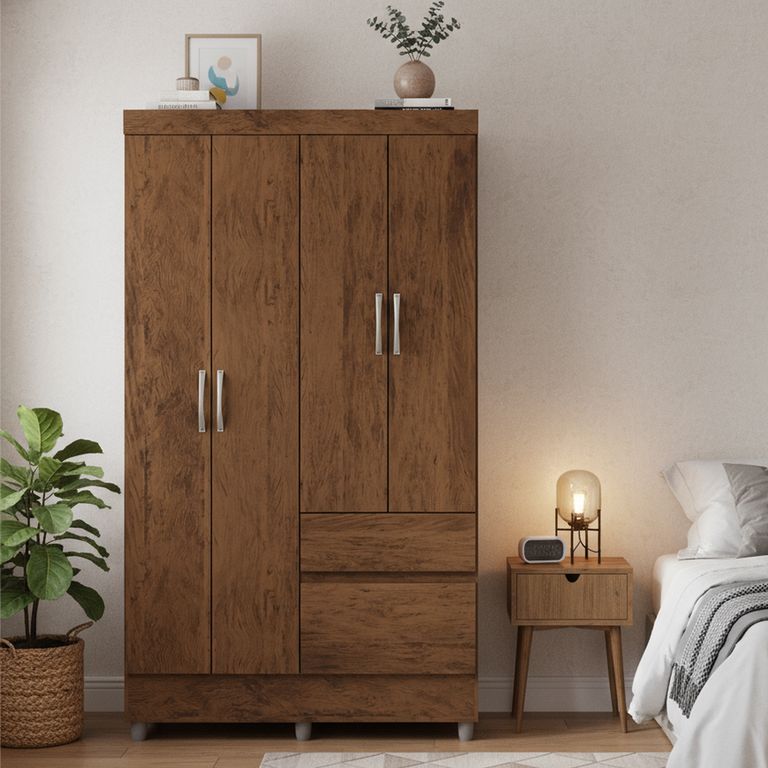 Clóset 4 Puerta(s) 2 Cajón(es) 3 Repisa(s) 181x40x102.6 cm Café