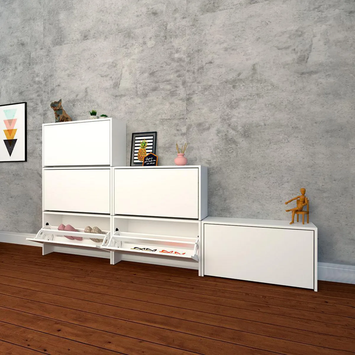 Zapatera MDP 1 Nivel(es) 71.8x39.6x24.8 cm Blanco, marca VEKKAHOME - Foto 2