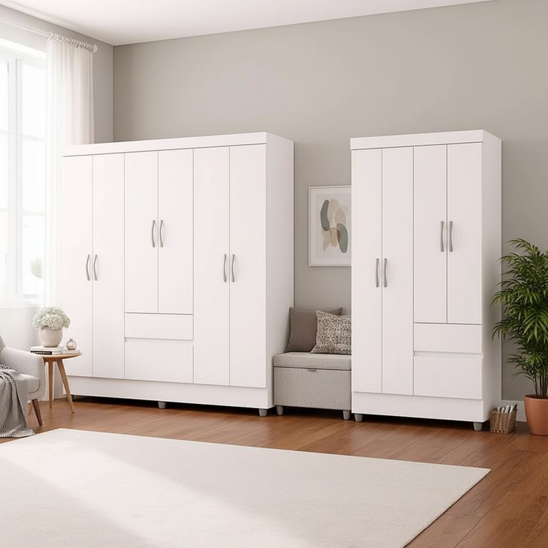 Combo Clóset ideal 6 puertas + 4 puertas blanco