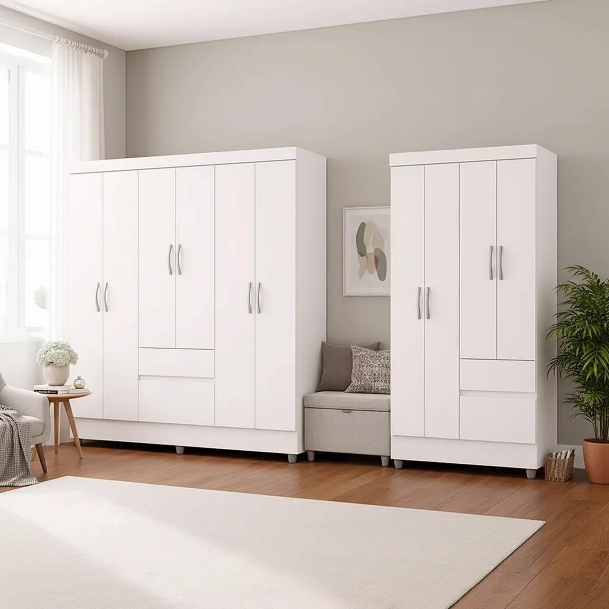 VEKKAHOME - Combo Clóset ideal 6 puertas + 4 puertas blanco