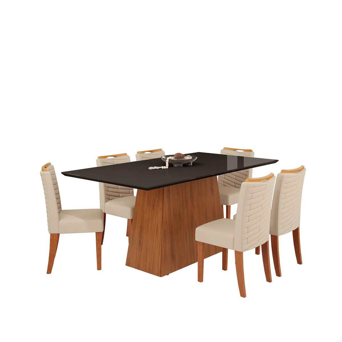 VEKKAHOME - Juego de comedor Dulce Julia 6 Sillas Mesa Rectangular 90;80;180 Negro
