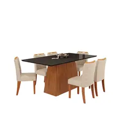 VEKKAHOME - Juego de comedor Dulce Julia 6 Sillas Mesa Rectangular 90;80;180 Negro
