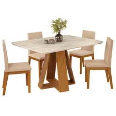 VEKKAHOME - Juego de comedor Celeste Suzy 4 Sillas Mesa Cuadrada 90;120;80 Café