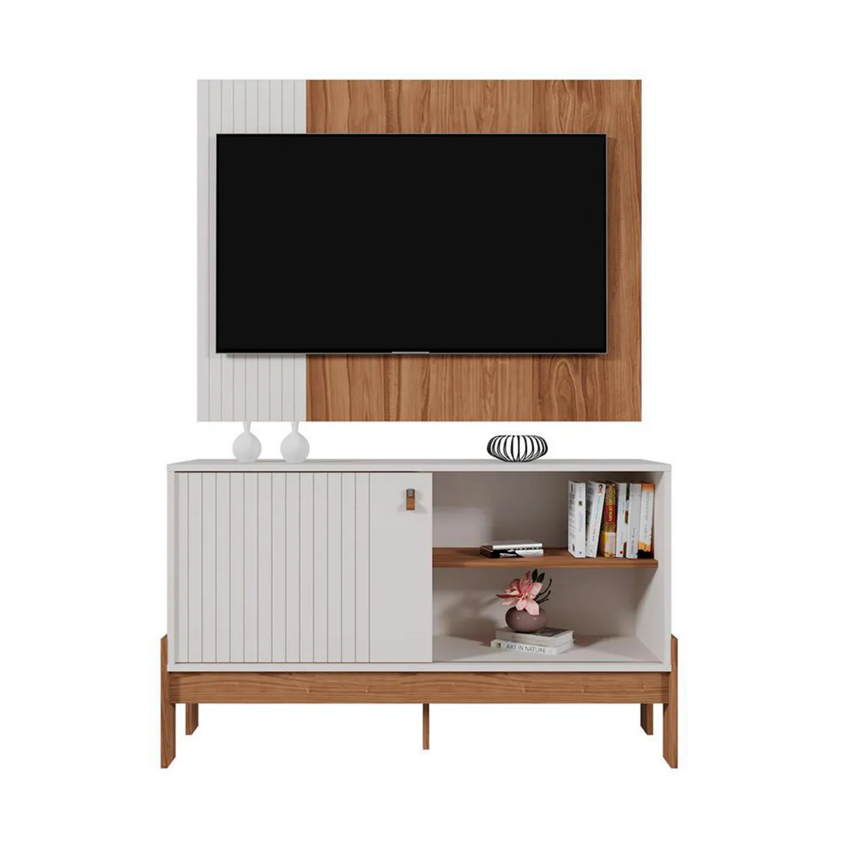 VEKKAHOME - Panel Rack TV 42" Zen Café Beige 120x160x30 cm