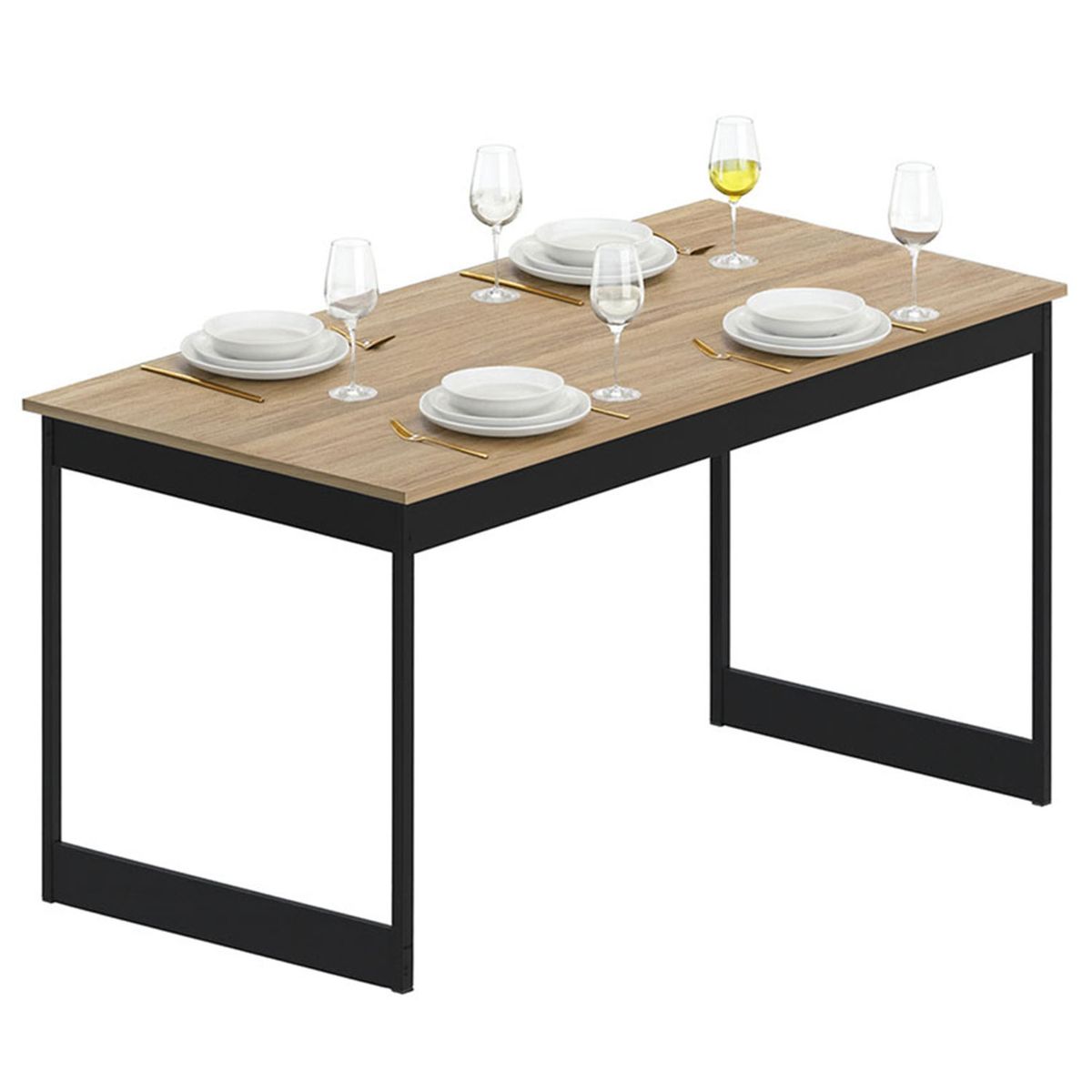 VEKKAHOME - Escritorio Metalic 150 Café - negro 150x75.6x80 cm