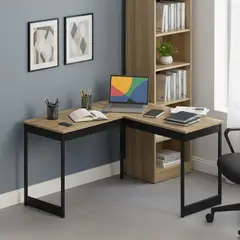 VEKKAHOME - Escritorio 150 Café - negro 150x75.6x45 cm