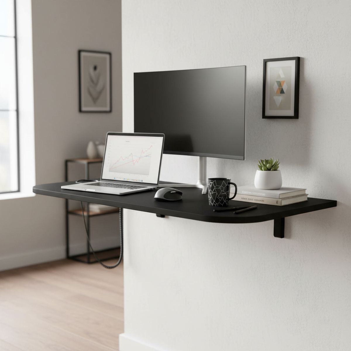 Escritorio More Negro 100x12.5x50 cm, marca VEKKAHOME - Foto Principal