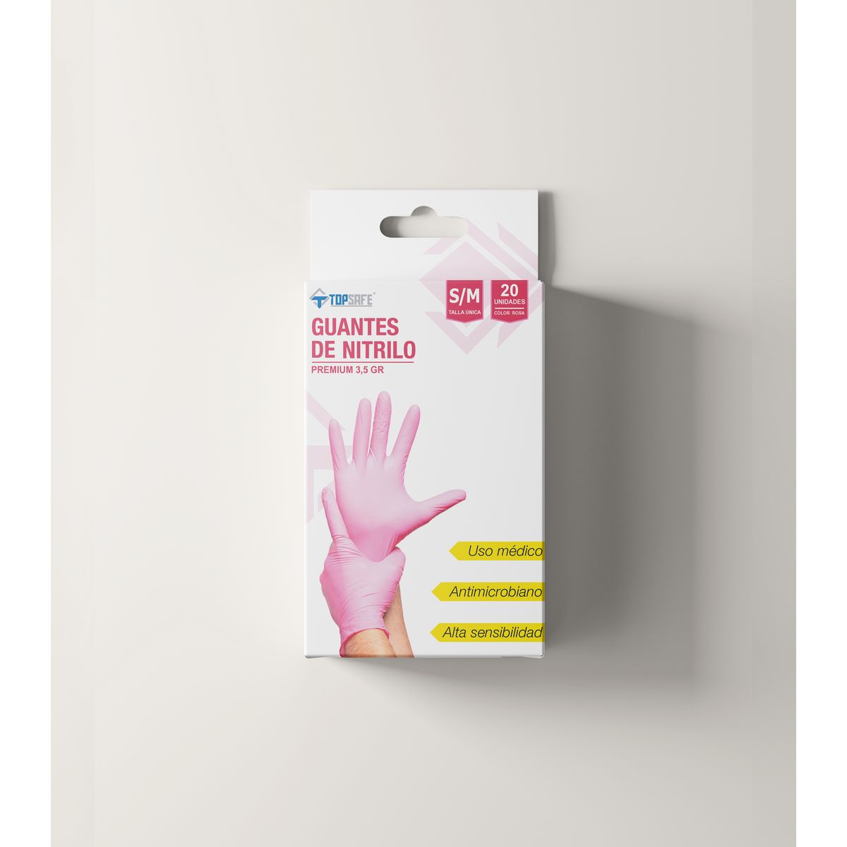 TOPSAFE - Guante Nitrilo de Nitrilo Talla única Rosa