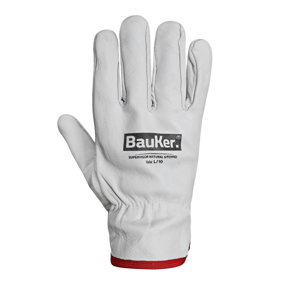 BAUKER - Pack 10 Guantes de Cuero sin Forro Gris