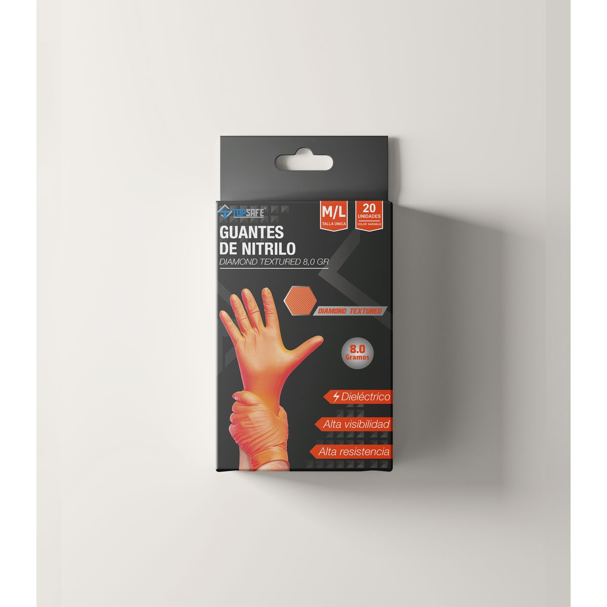 TOPSAFE - Guante Nitrilo de Nitrilo Talla única Naranjo