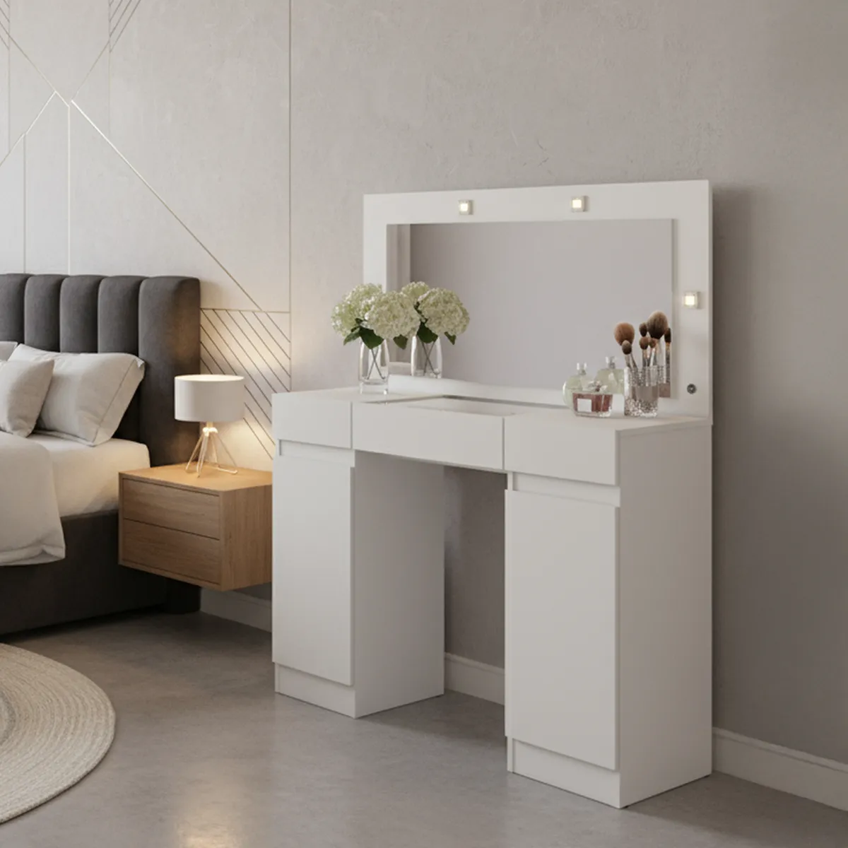 VEKKAHOME - Tocador 2 Cajón(es) Studio 105x133x40 cm Blanco