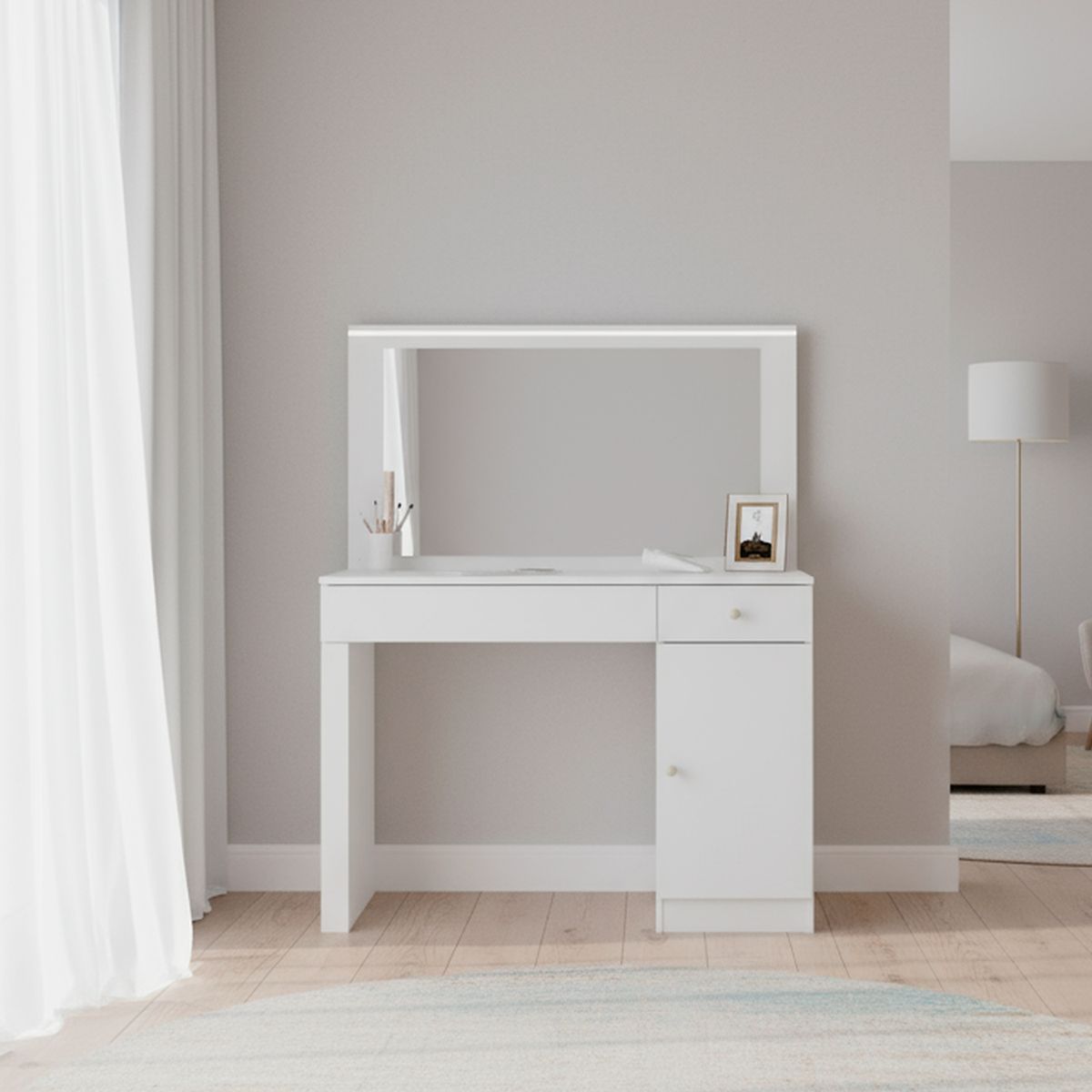 VEKKAHOME - Tocador 1 Cajón(es) Nina 160x130x39.5 cm Blanco