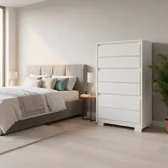 VEKKAHOME - Cómoda 6 Cajón(es) Unno 79x126x43 cm Blanco