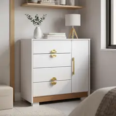 VEKKAHOME - Cómoda 4 Cajón(es) Bella 93x95x47 cm Blanco