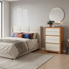 VEKKAHOME - Cómoda 6 Cajón(es) Unno 79x126x43 cm Café/beige