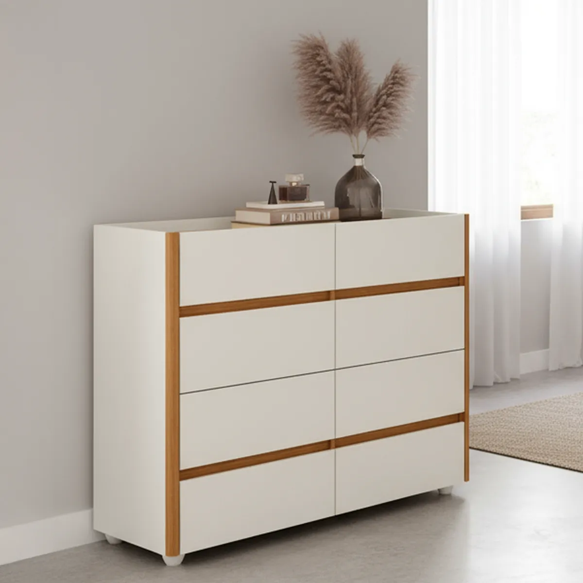 VEKKAHOME - Cómoda 6 Cajón(es) Infinite 120x102x47 cm Beige/café