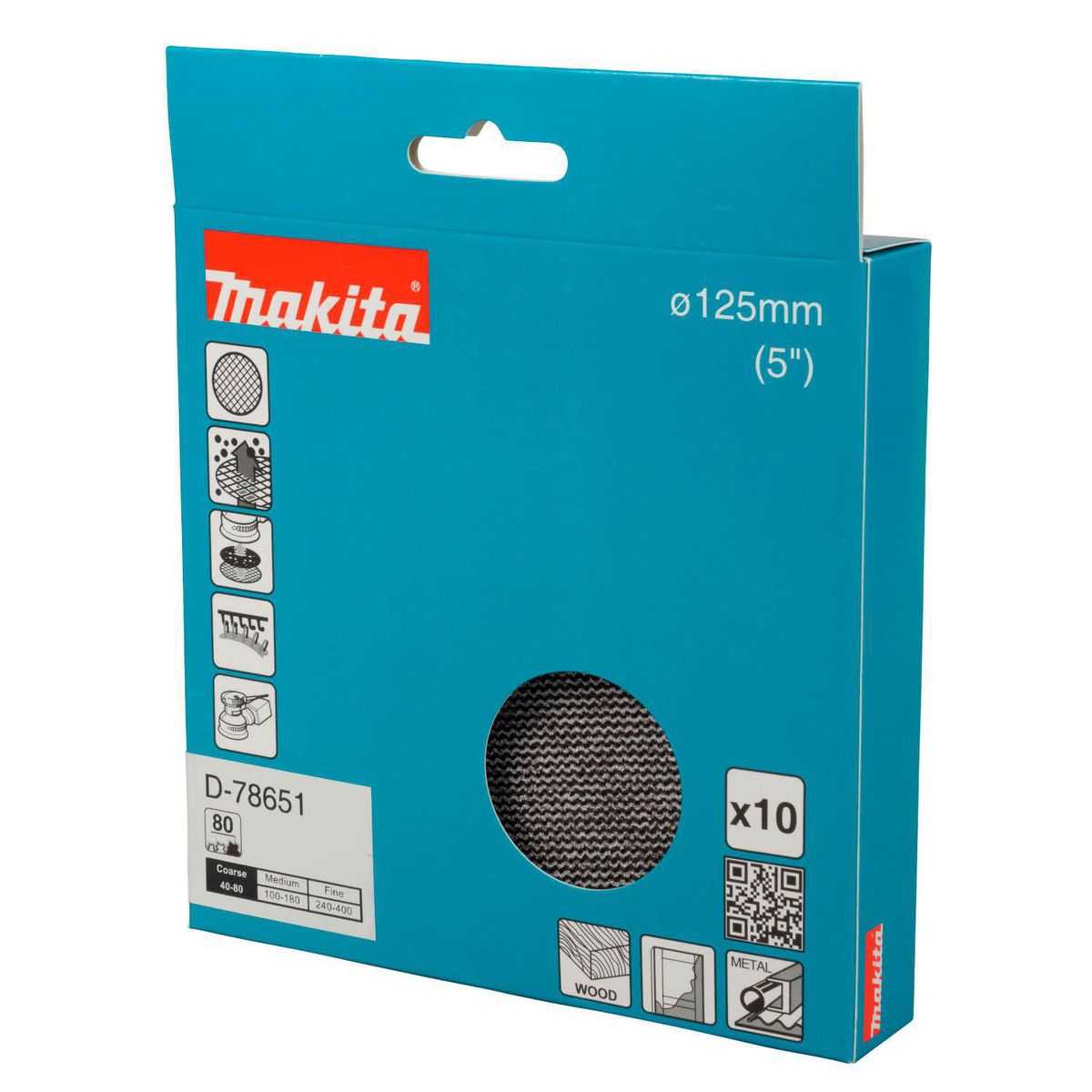 MAKITA - Lija Velcro con Malla Abrasiva 5" Grano 80 10 unidades