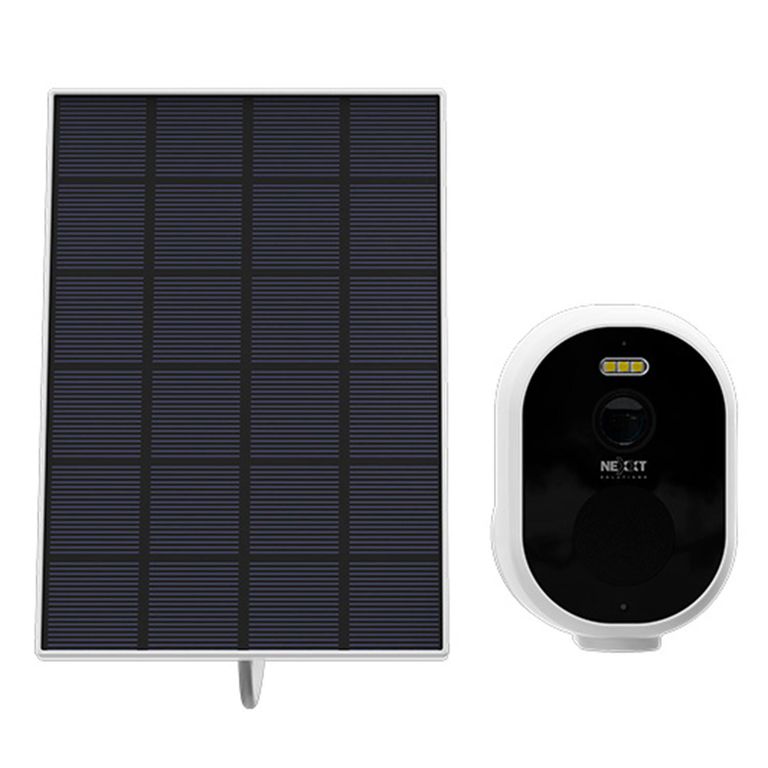 Cámara exterior fija de batería 2K con panel solar