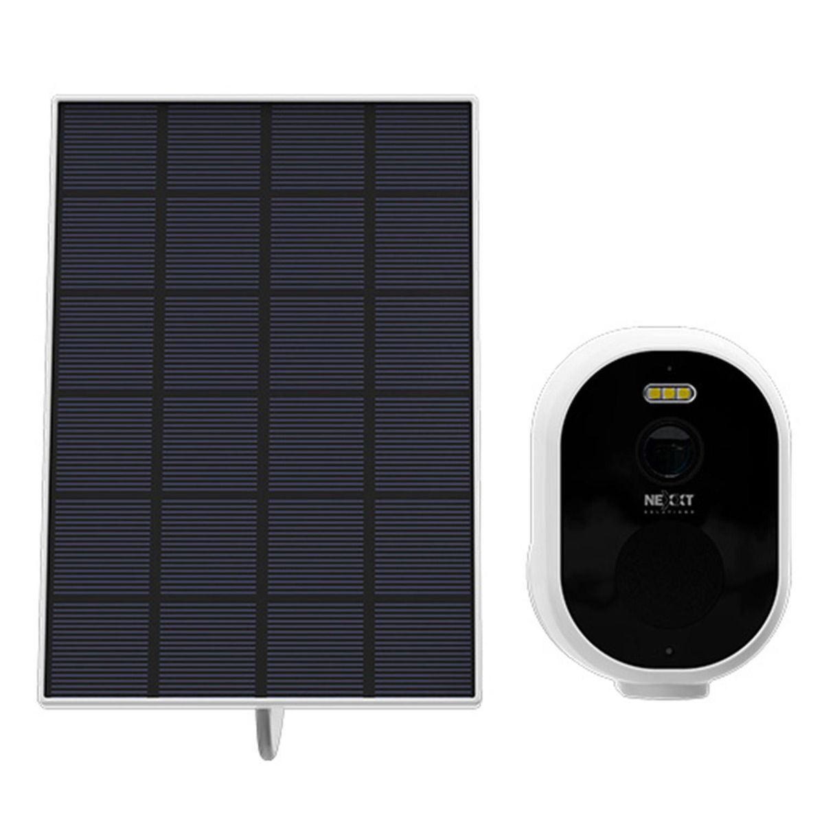 NEXXT SOLUTIONS - Cámara exterior fija de batería 2K con panel solar