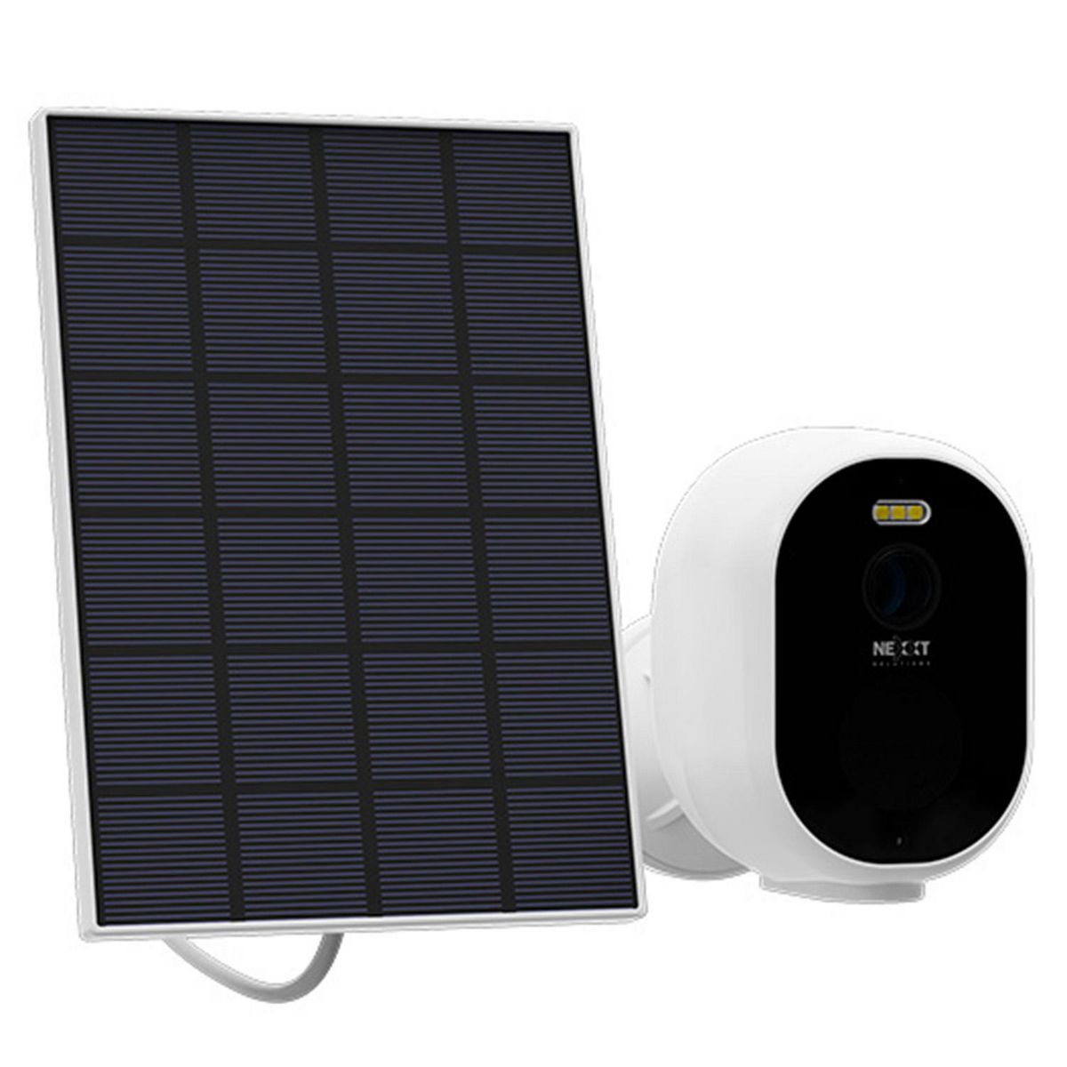 NEXXT SOLUTIONS - Cámara exterior fija de batería 2K con panel solar