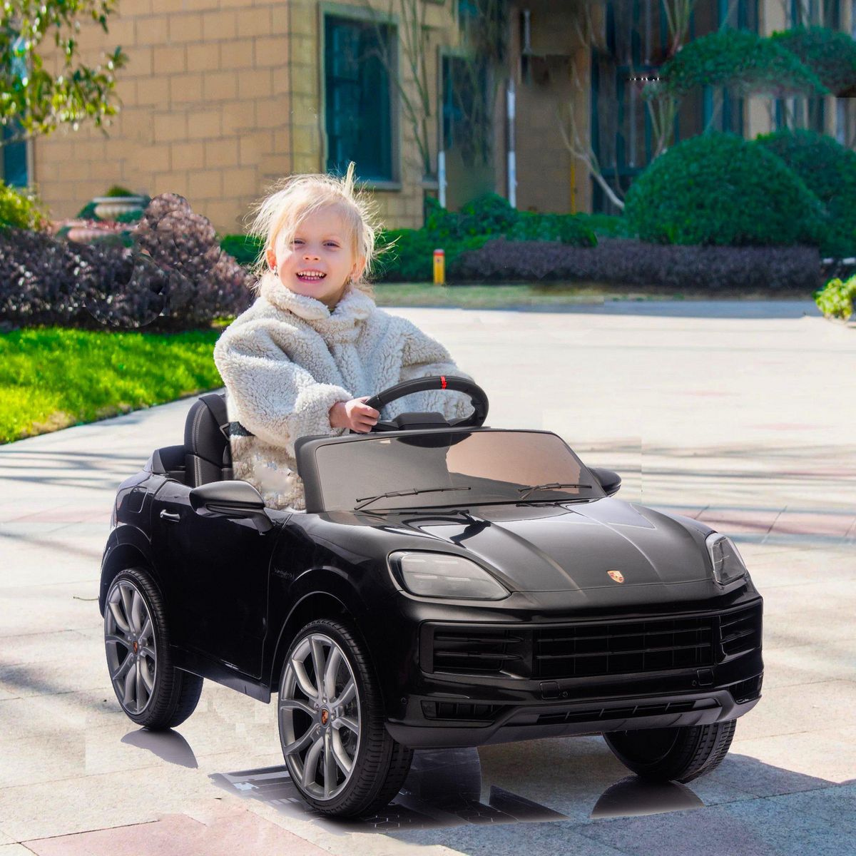 KIDSCOOL - Auto bateria negro Porsche Cayenne 12V