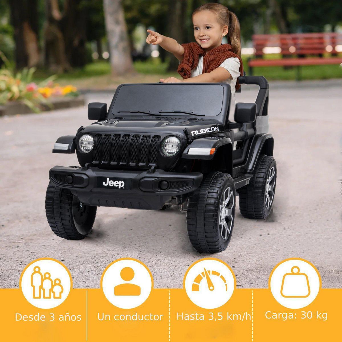 KIDSCOOL - Jeep Rubicon negro 12 volts
