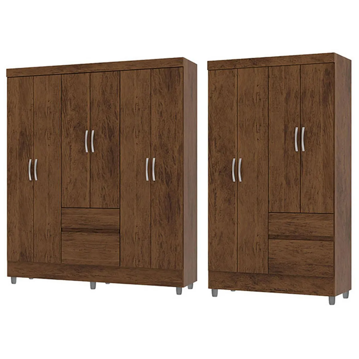 VEKKAHOME - Combo Clóset 10 Puerta(s) 4 Cajón(es) 7 Repisa(s) 181x40x102.6 cm Café