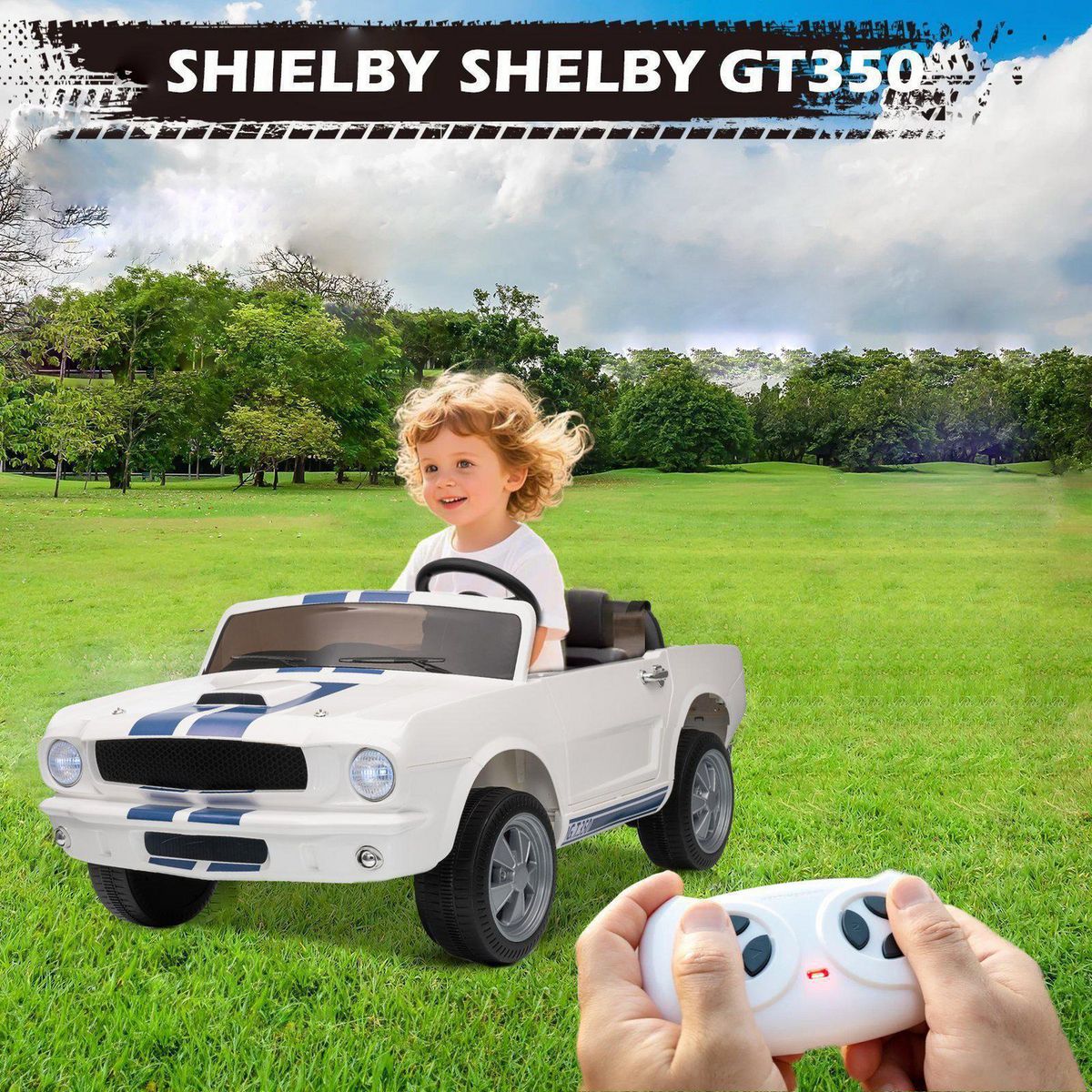 KIDSCOOL - Auto blanco SHELBY GT350 12V 2Motores