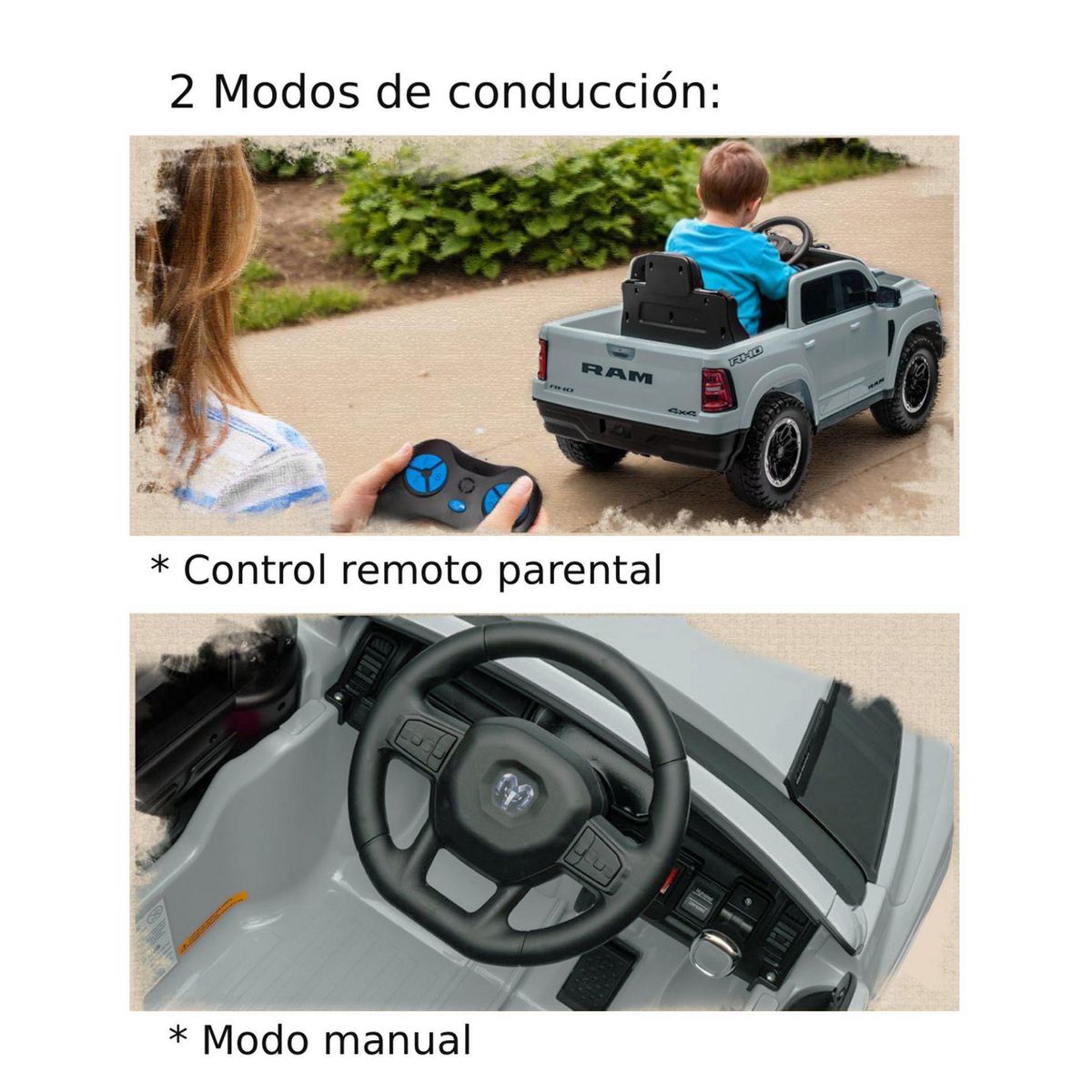 KIDSCOOL - Camioneta gris RAM1500 RHOsupertruck 12V