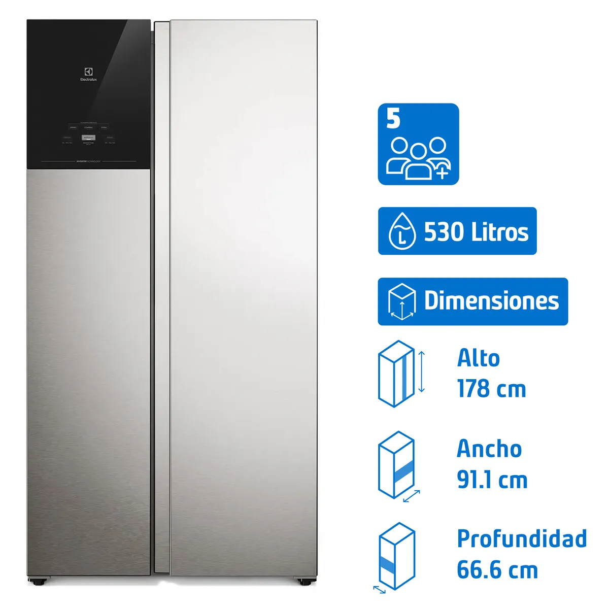 ELECTROLUX - Refrigerador Side by Side No Frost 530 Litros ES50S