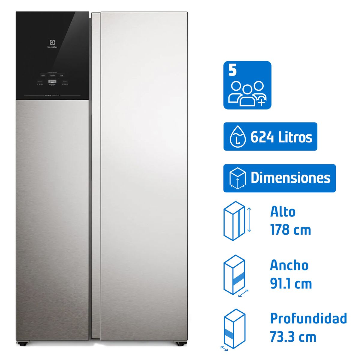 ELECTROLUX - Refrigerador Side by Side No Frost 624 Litros ES60S