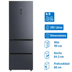 MIDEA - Refrigerador Bottom Freezer No Frost 392 Litros Diamond Grey MDRM542FGE70