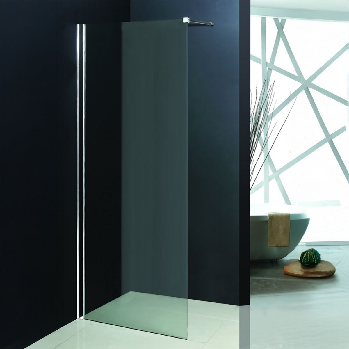 TEBISA - Mampara de Receptáculo Fija 100x195 cm Vidrio Templado 8 mm